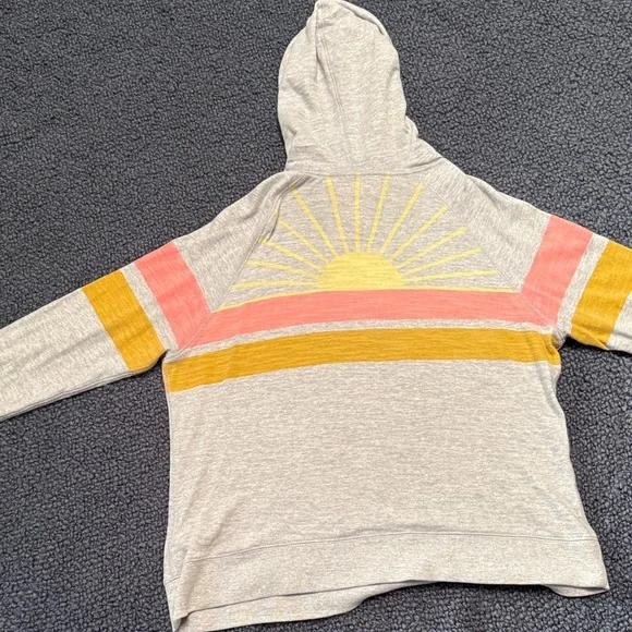 Gray Hoodie with Pink and Yellow Stripes - Picture 4 of 4